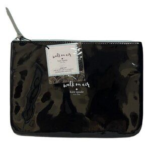 Kate Spade Walk On Air Black Faux Patent Leather Small Zip Cosmetic Makeup Bag